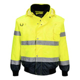 Portwest Hi Vis 3 In 1 Contrast Bomber Jacket C465 - Yellow Navy - Customisable Jacket
