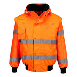 Portwest Hi Vis 3 In 1 Bomber Jacket C467 - Orange - Customisable Jacket