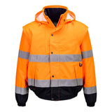 Portwest Hi Vis 2 In 1 Contrast Bomber Jacket C468 - Orange - Customisable Jacket