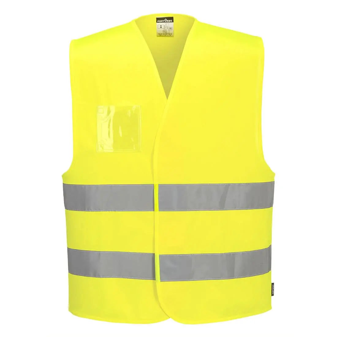 Portwest Hi Vis Two Band Dual Id Holder Vest C475 - Yellow - Customisable HV Vest