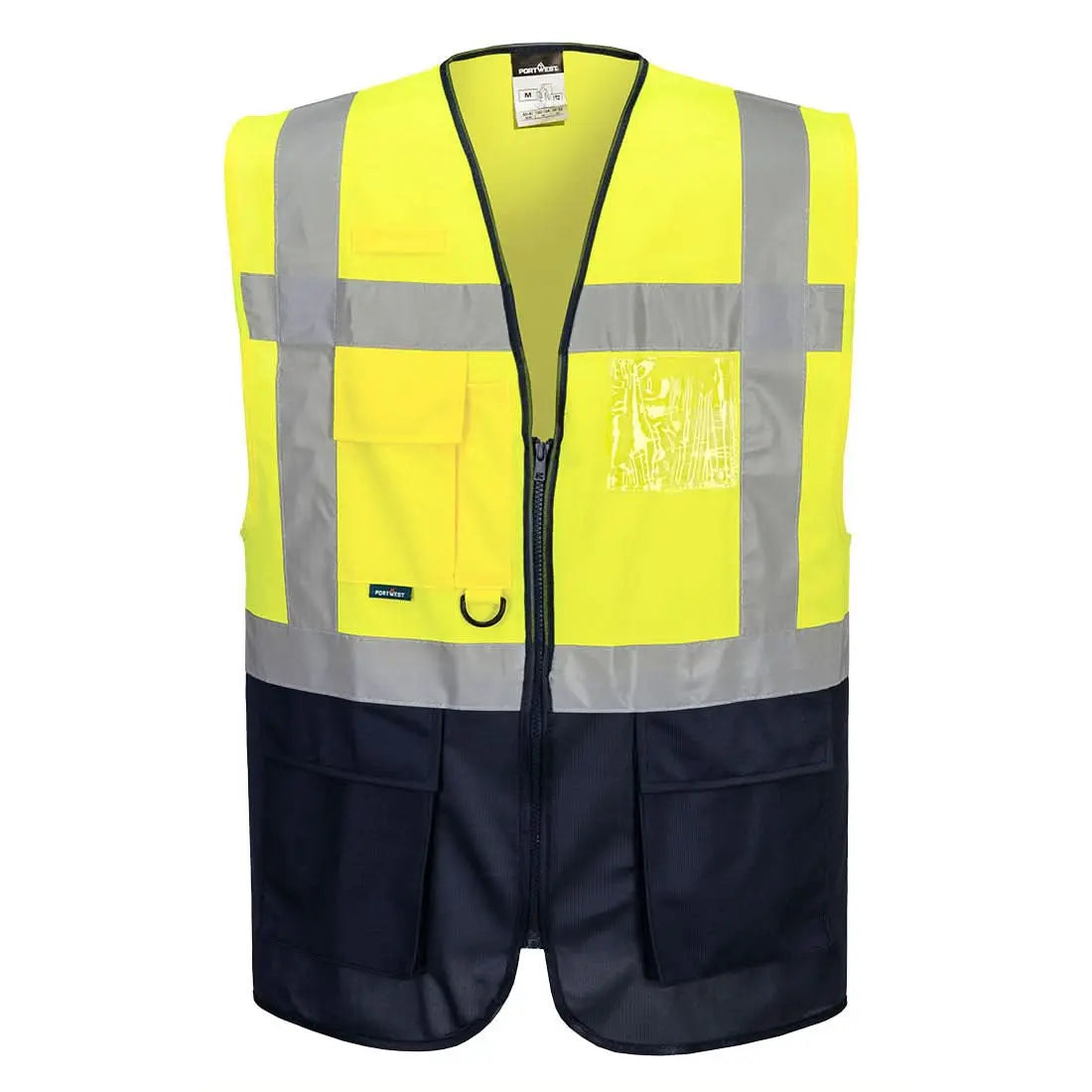 Portwest Warsaw Hi Vis Contrast Executive Vest C476 - Yellow Black - Customisable HV Vest
