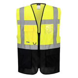 Portwest Warsaw Hi Vis Contrast Executive Vest C476 - Yellow Navy - Customisable HV Vest
