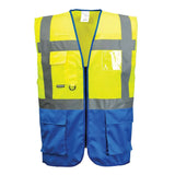 Portwest Warsaw Hi Vis Contrast Executive Vest C476 - Yellow Royal - Customisable HV Vest