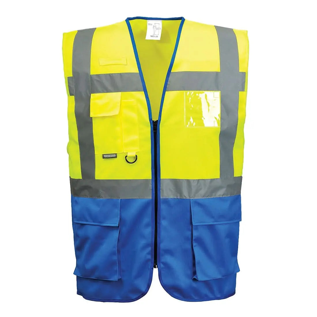 Portwest Warsaw Hi Vis Contrast Executive Vest C476 - Yellow Royal - Customisable HV Vest