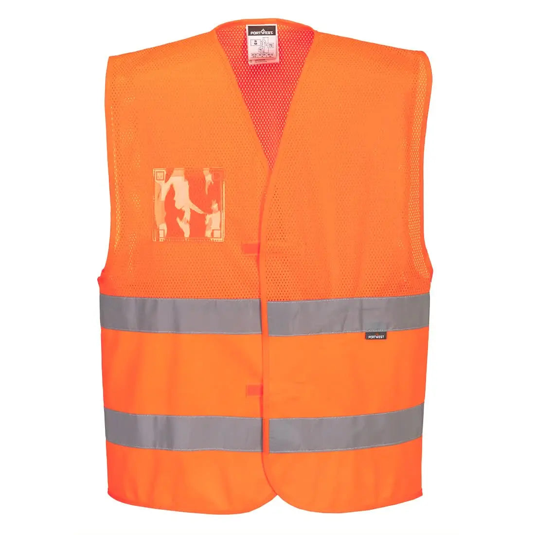 Portwest Hi Vis Half Mesh Two Band Vest C494 - Orange - Customisable HV Vest