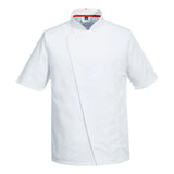 Portwest ChefS Meshair Pro Asymmetrical Jacket SS C739 - White - Customisable Jacket