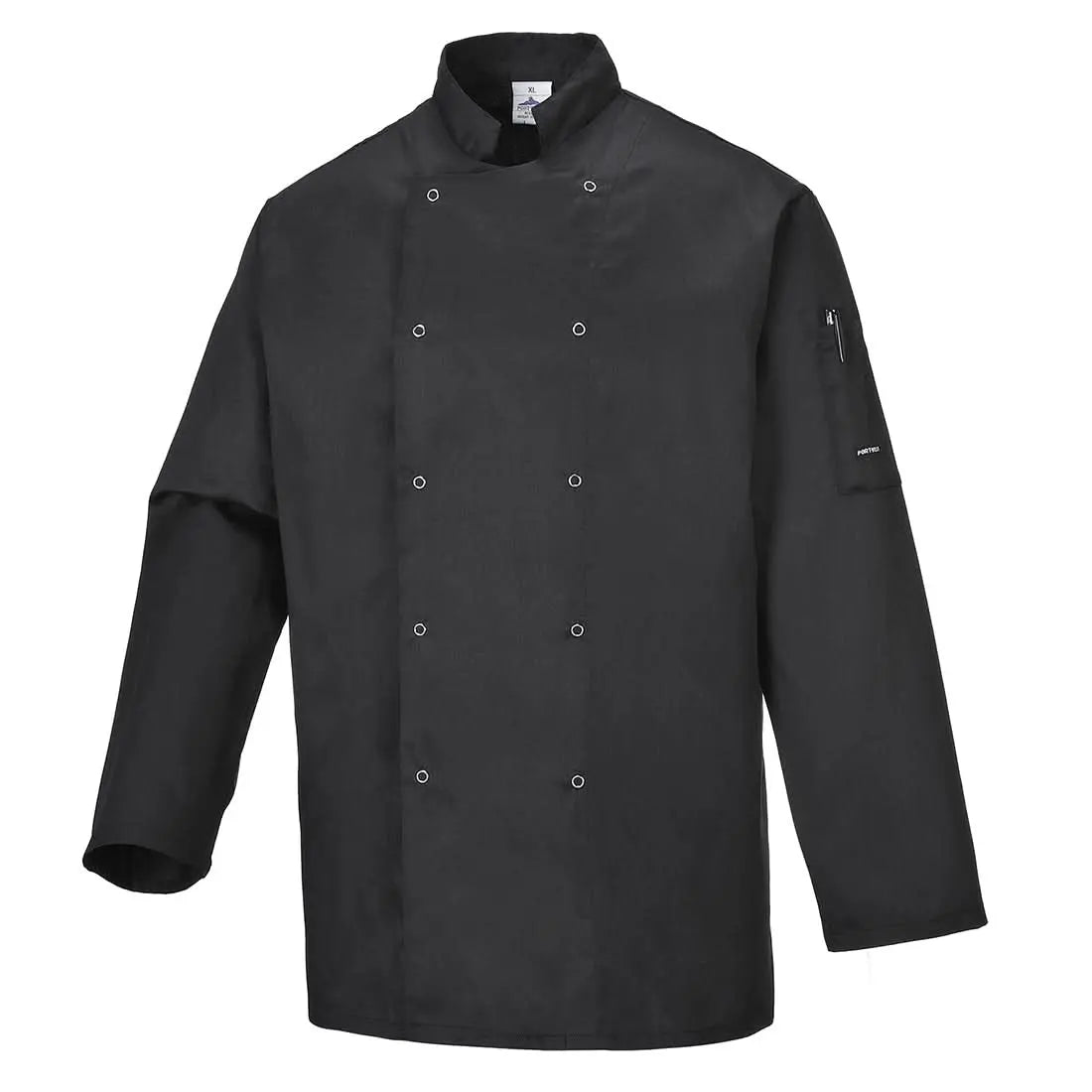 Portwest ChefS Suffolk Studded Jacket LS C833 - Black - Customisable Jacket