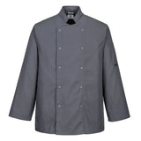 Portwest ChefS Suffolk Studded Jacket LS C833 - Slate Grey - Customisable Jacket