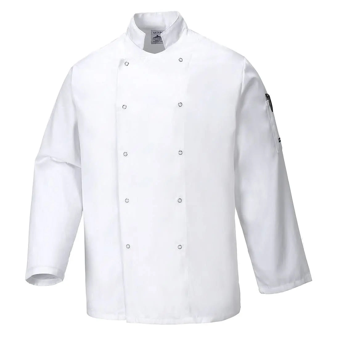 Portwest ChefS Suffolk Studded Jacket LS C833 - White - Customisable Jacket
