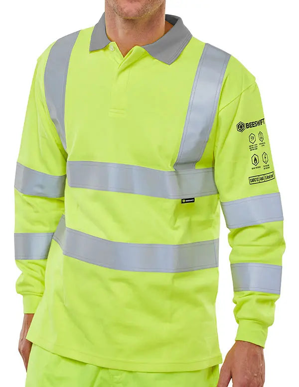 Beeswift Arc Compliant Hi Vis Anti Static Polo Shirt Carc12 Sy - Saturn Yellow - Customisable Polo Shirts