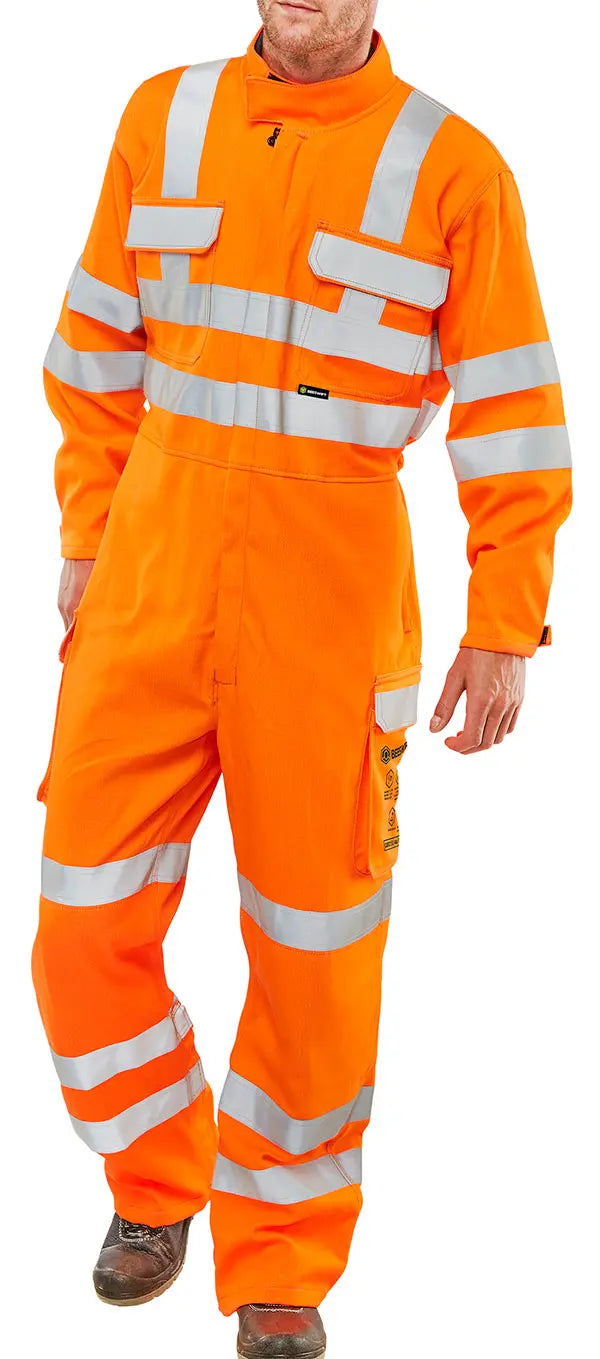Beeswift Arc Compliant Hi Vis Rail Spec Boilersuit Carc153 - Orange - Customisable Boilersuits