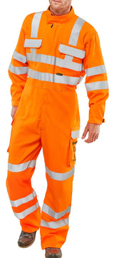 Beeswift Arc Compliant Hi Vis Rail Spec Boilersuit Carc153 - Orange - Customisable Boilersuits