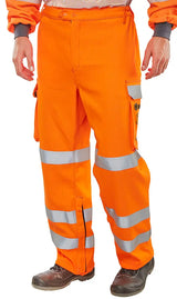 Click Arc Beeswift Arc Compliant Hi Vis Rail Spec Trousers Carc52 Or - Orange - Customisable Trousers