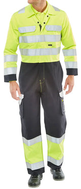Beeswift Arc Compliant Hi Vis Boilersuit Carc7 - Saturn Yellow Navy - Customisable Boilersuits