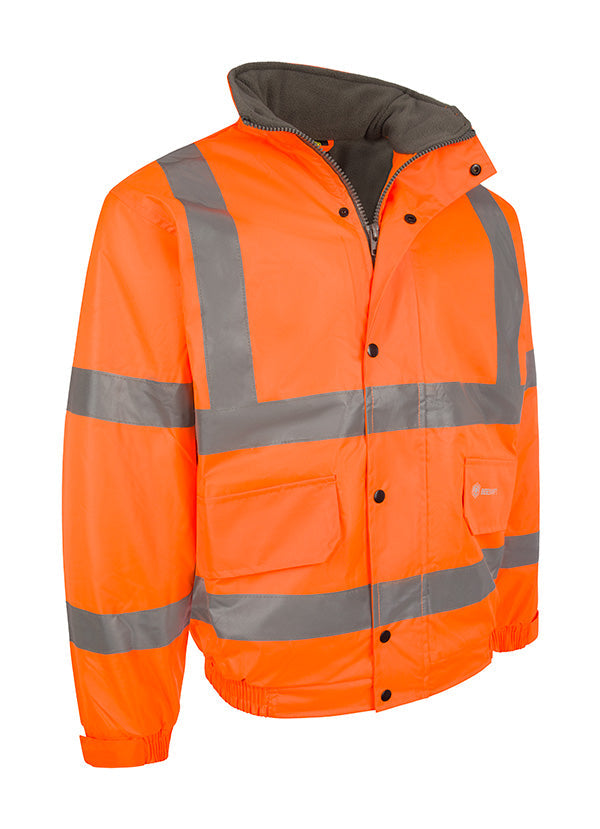 Beeswift Hi Vis Fleece Lined Bomber Jacket Cbjfl - Orange - Customisable Bomber Jackets