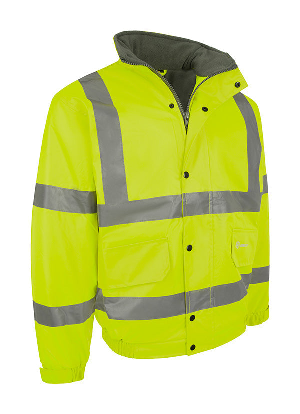 Beeswift Hi Vis Fleece Lined Bomber Jacket Cbjfl - Saturn Yellow - Customisable Bomber Jackets