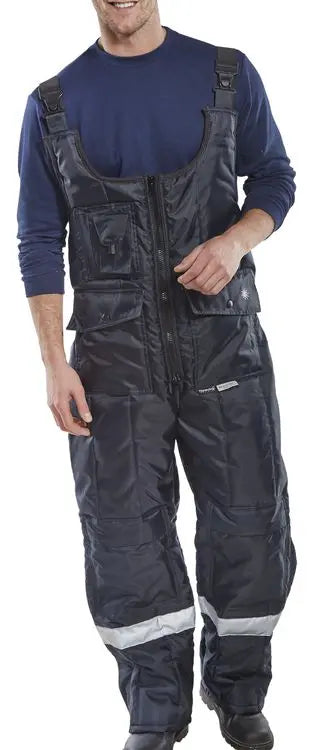 Beeswift Coldstar Freezer Bib Trousers Ccfbt - Navy Blue - Customisable Freezer Wear