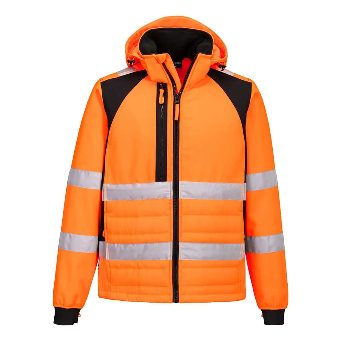 Portwest Wx2 Eco Hi-vis Hybrid Baffle Jacket CD863 - Orange Black - Customisable Jacket