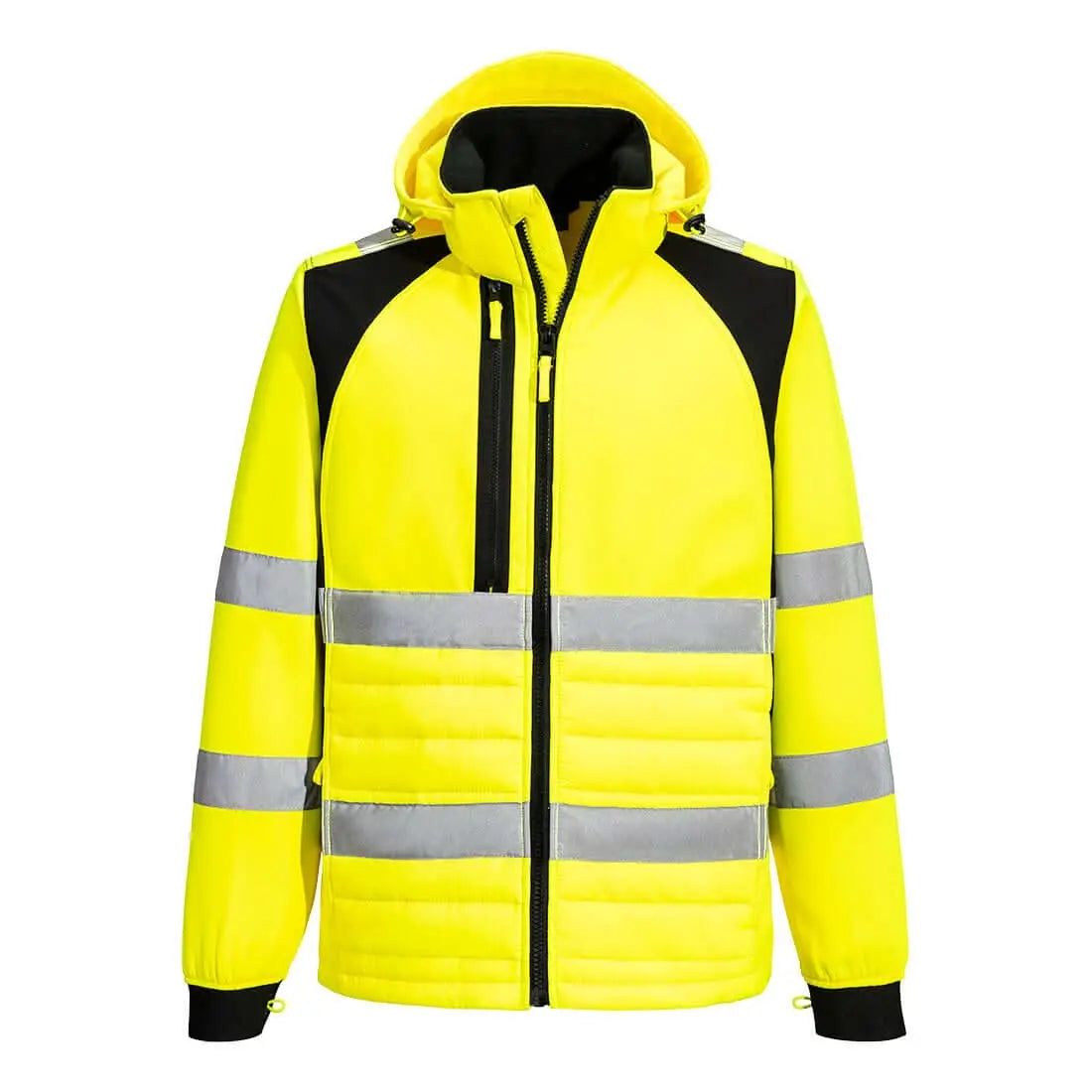 Portwest Wx2 Eco Hi-vis Hybrid Baffle Jacket CD863 - Yellow Black - Customisable Jacket