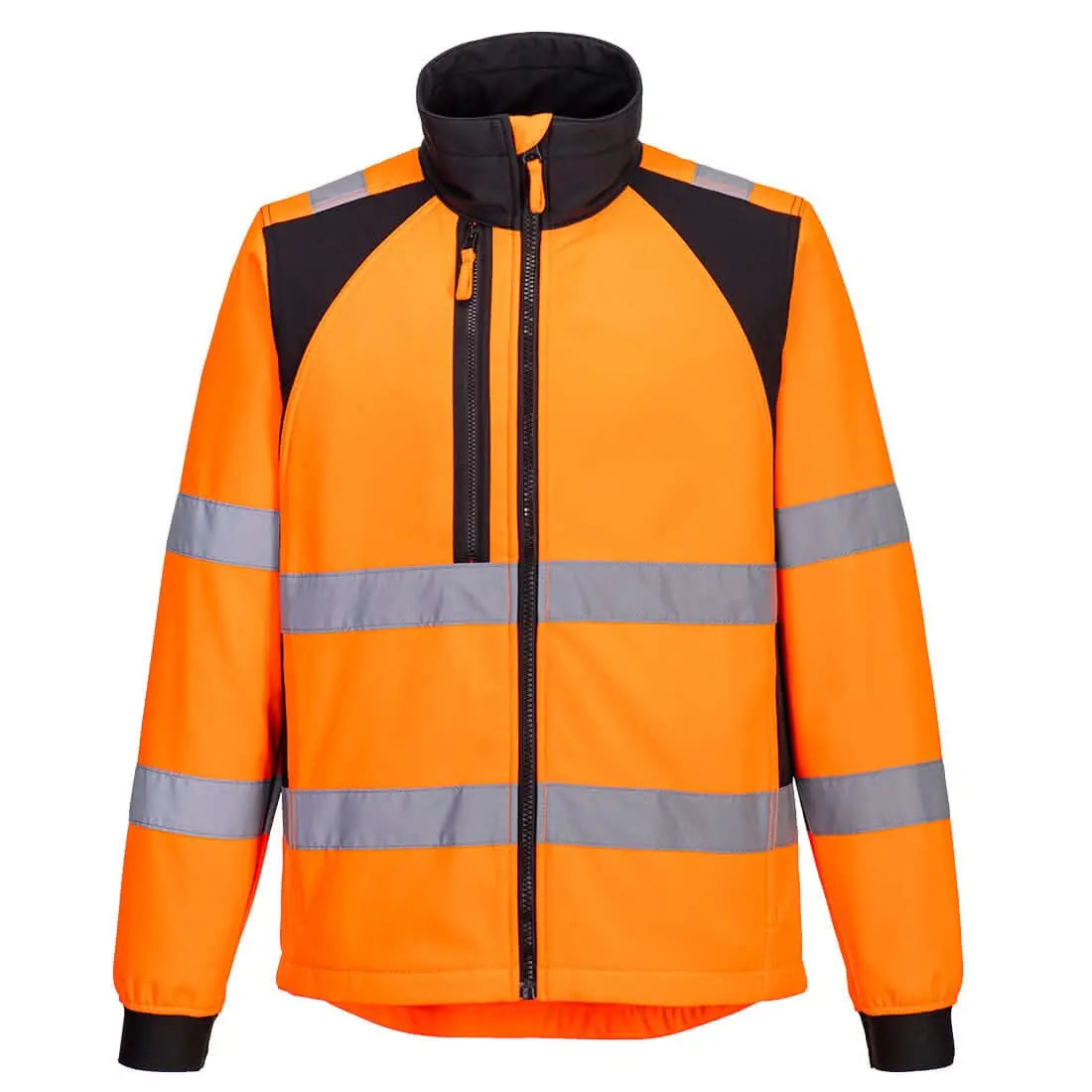 Portwest Wx2 Eco Hi Vis Softshell 2L CD875 - Orange Black - Customisable Hi-Vis Jackets