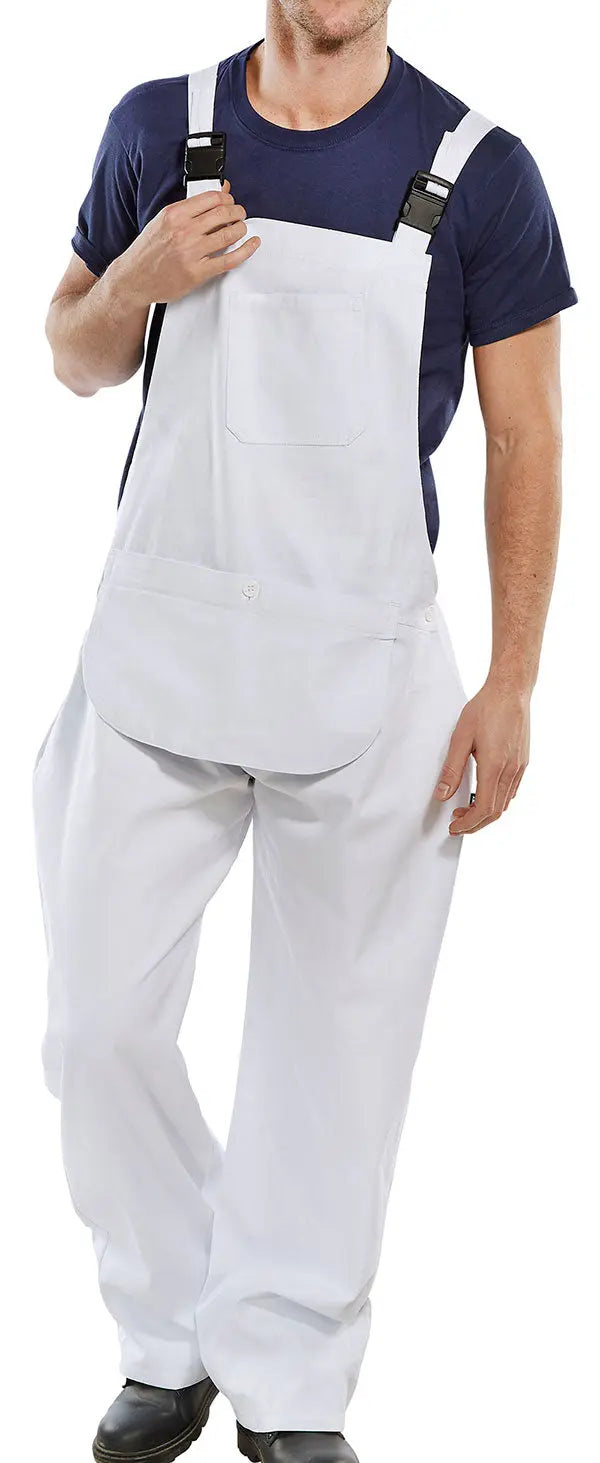 Beeswift Cotton Drill Bib And Brace Cdbb - White - Customisable Bib & Braces