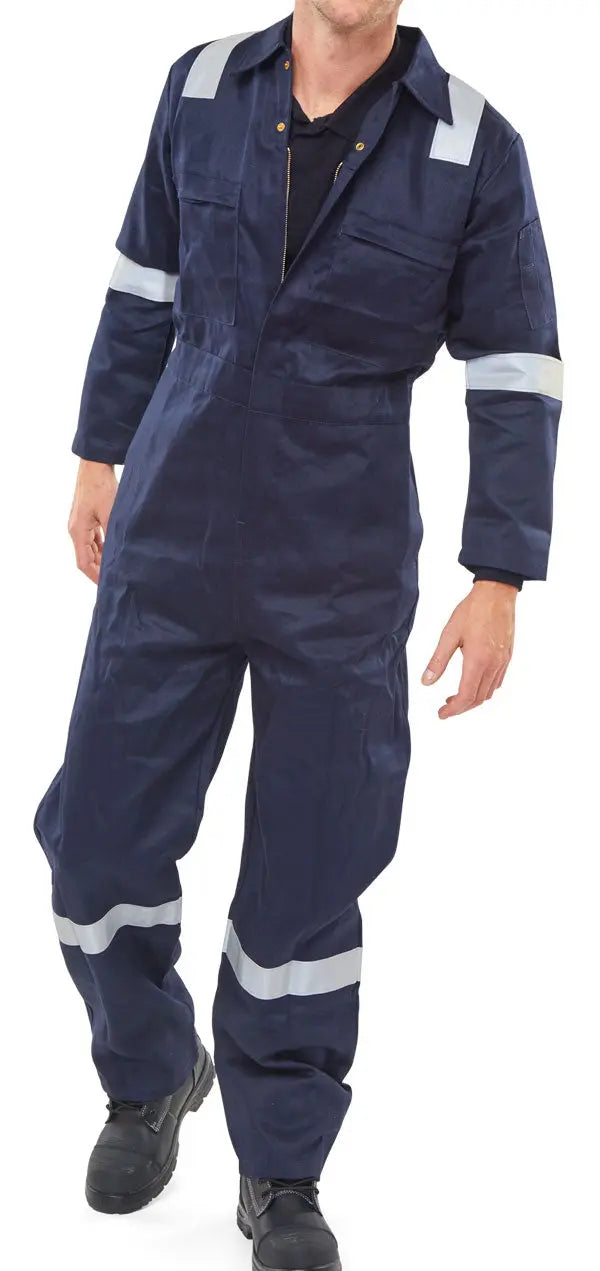 Beeswift Burgan Fire Retardant Anti Static Boilersuit Cfrasbbs - Navy Blue - Customisable Boilersuits