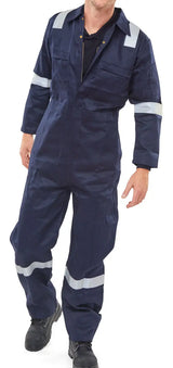 Beeswift Burgan Fire Retardant Anti Static Boilersuit Cfrasbbs - Navy Blue - Customisable Boilersuits