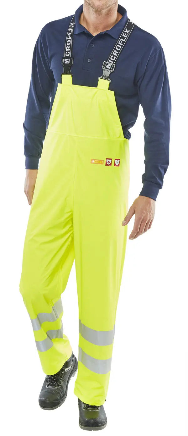 Beeswift Fire Retardant Anti Static Bib Cfrlr59 - Saturn Yellow - Customisable Bibs
