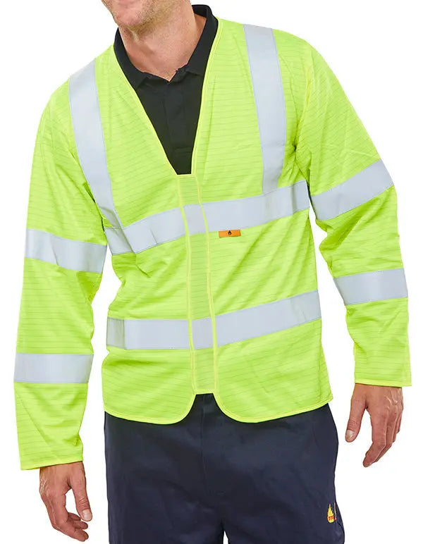 Beeswift Fire Retardant Hi Vis Jerkin Cfrpkj - Saturn Yellow - Customisable Jerkins
