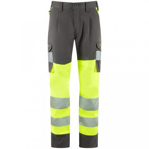 EcoViz Womens Lightweight Polyester Stretch Cargo Winswell CL05 - YELLOW GREY - Customisable Hi-Vis Shorts & Trousers