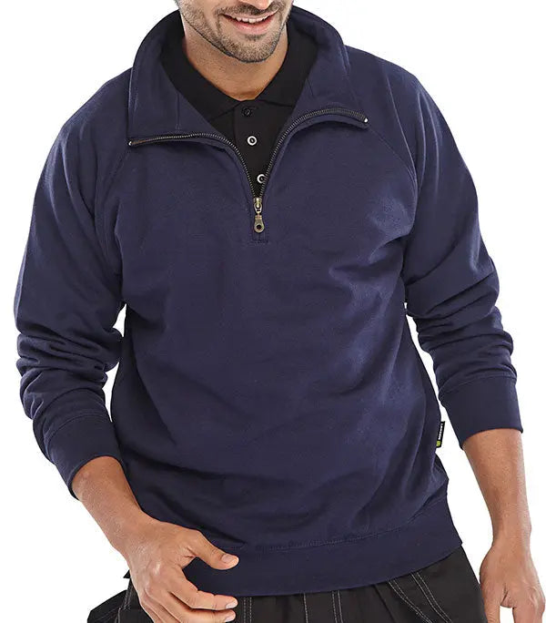 Beeswift Quarter Zip Sweatshirt Clqzss - Navy Blue - Customisable Sweatshirts