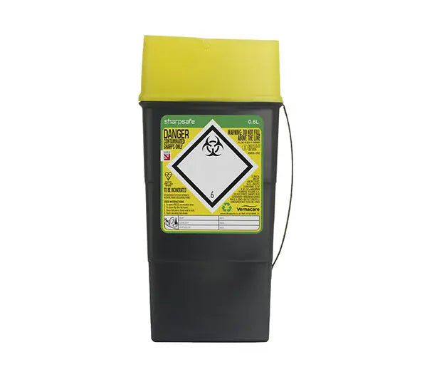 Sharpsafe Sharps Bin Ltr Cm0642 - Yellow 0.6LTR - Customisable Sharps Bins