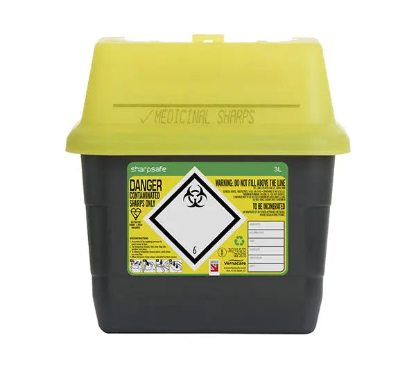 Sharpsafe Sharps Bin Ltr Cm0644 - Yellow 3LTR - Customisable Sharps Bins
