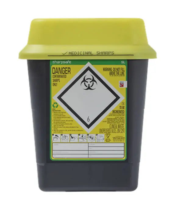 Sharpsafe Sharp Safe Shaps Bin Ltr Cm0659 - Yellow 5L - Customisable Sharps Bins