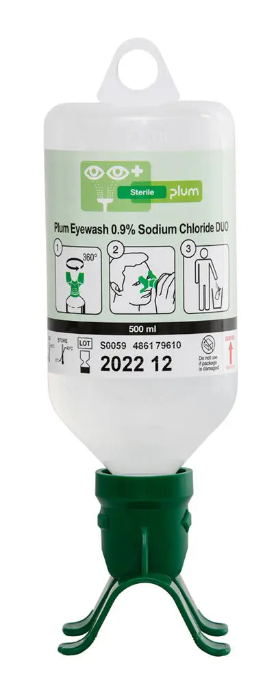 Plum Safety Eyewash Ml Percent Sodium Chloride Duo Cm0748 - Green 500ML - Customisable Eye Wash