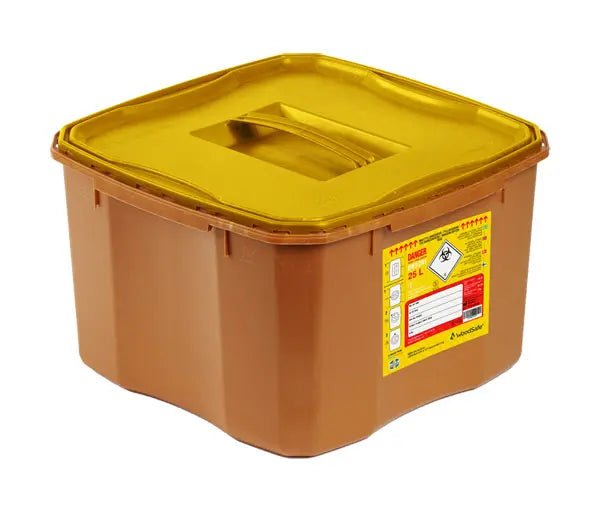 Wood Safe Woodsafe Sharps Bin Full Lid Litre Cm0925 - Brown 25L - Customisable Sharps Bins