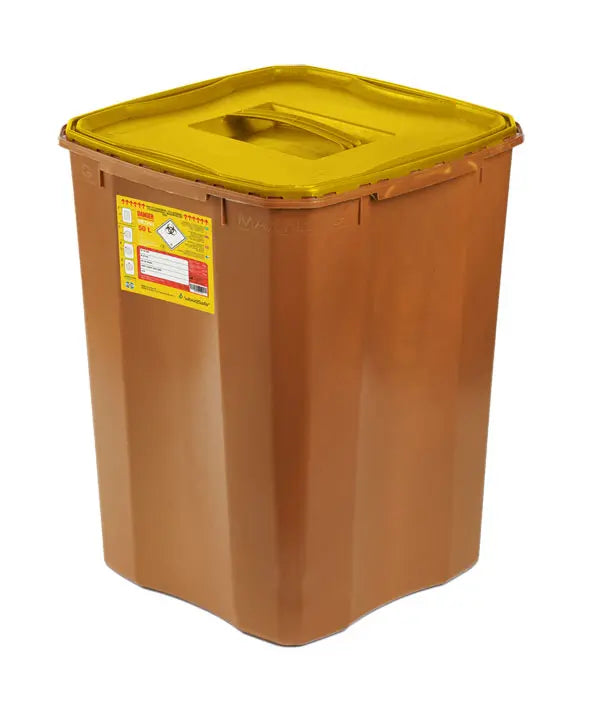 Wood Safe Woodsafe Sharps Bin Full Lid Litre Cm0927 - Brown 50L - Customisable Sharps Bins