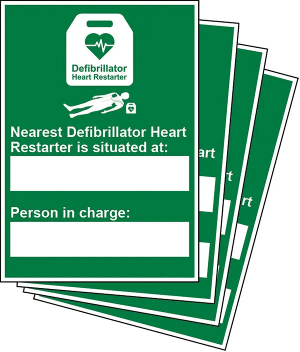 Click Medical Click Medical Nearest Defibrillator Sign Rigid Plastic Cm1326 - Green 20X30CM - Customisable First Aid Signs