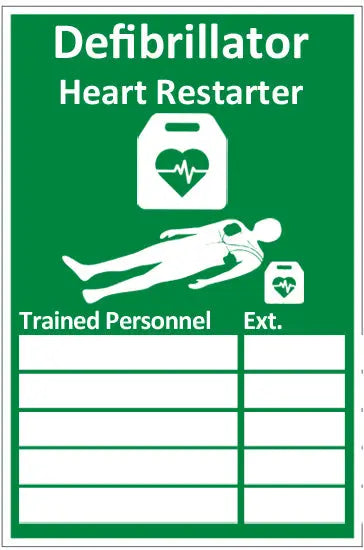 Click Medical Click Medical Aed Trained Personnel Sign Rigid Plastic Cm1327 - Green 20X30CM - Customisable First Aid Signs