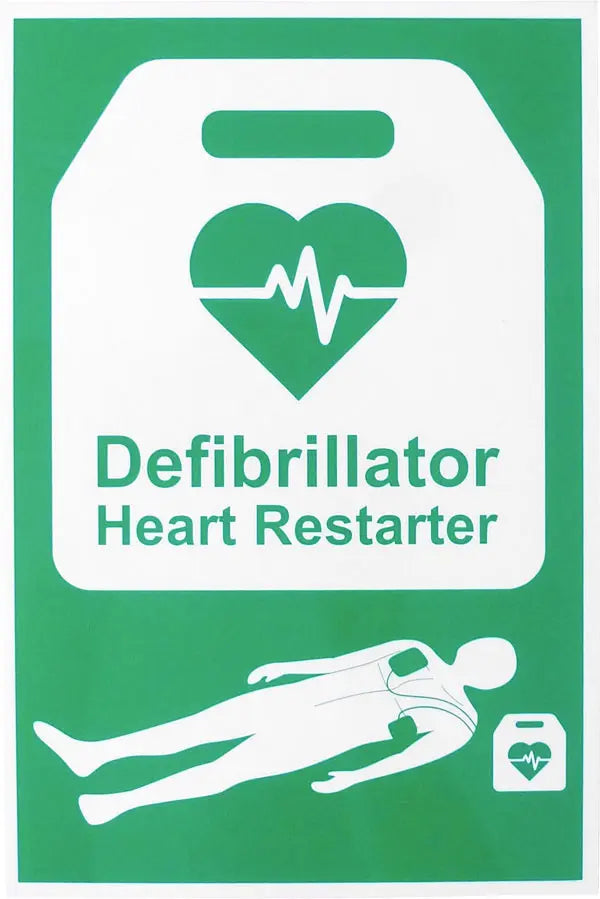 Click Medical Click Medical External Defibrillation Sign Rigid Plastic Cm1328 - Green 20X30CM - Customisable First Aid Signs