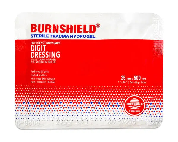 Burnshield Burnshield Sterile Trauma Hydrogel Digit Dressing Mm X Mm Cm2330 - White Red 25MM X 500MM - Customisable Burns