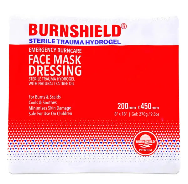 Burnshield Burnshield Sterile Trauma Hydrogel Face Mask Precut Mm X Mm Cm2334 - White Red 200MM X 450MM - Customisable Burns