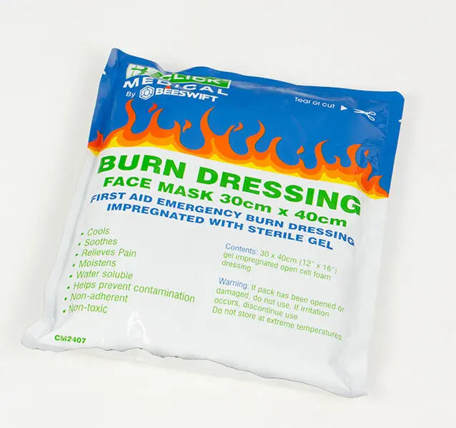 Click Medical Click Medical Emergency Face Mask Burn Gel Dressing X Cm Cm2407 - White Blue 30 X 40CM - Customisable Burns