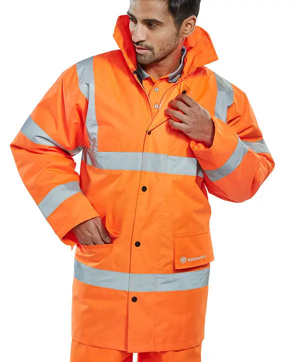Beeswift Constructor Hi Vis Jacket Ctjeng - Orange - Customisable Jacket