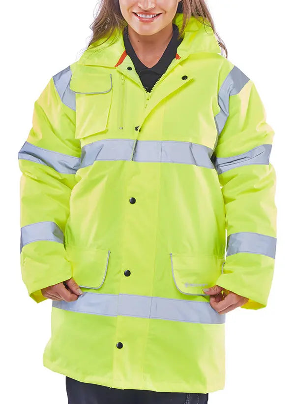 Beeswift Hi Vis Fleece Lined Traffic Jacket Ctjfl - Saturn Yellow - Customisable Jacket