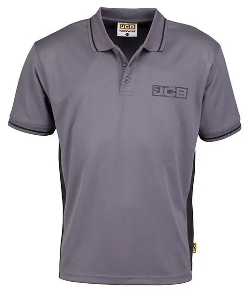 Jcb Workwear Trade Performance Polo Shirt Dia - Grey Black - Customisable Polo Shirts