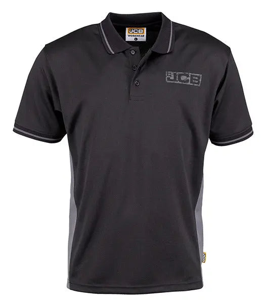 Jcb Workwear Trade Performance Polo Shirt Dib - Black Grey - Customisable Polo Shirts