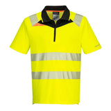 Portwest Dx4 Hi-vis Zip Polo Shirt Ss DX412 - Yellow Black - Customisable Hi-Vis Polos