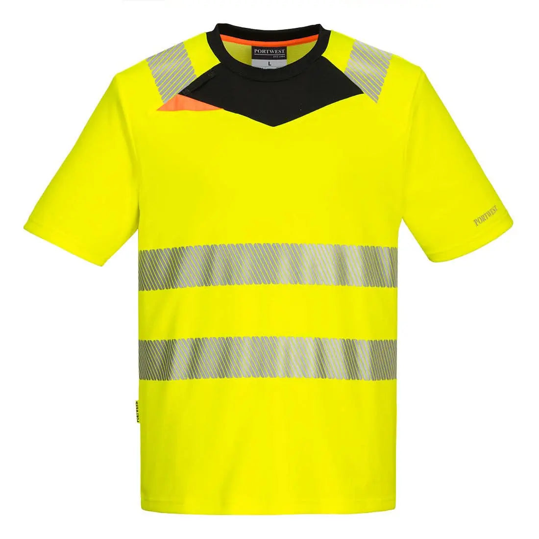 Portwest Dx4 Hi-vis T-shirt DX413 - Yellow Black - Customisable Hi-Vis T-Shirts