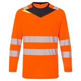 Portwest Dx4 Hi Vis T Shirt LS DX416 - Orange Black - Customisable Hi-Vis T-Shirts